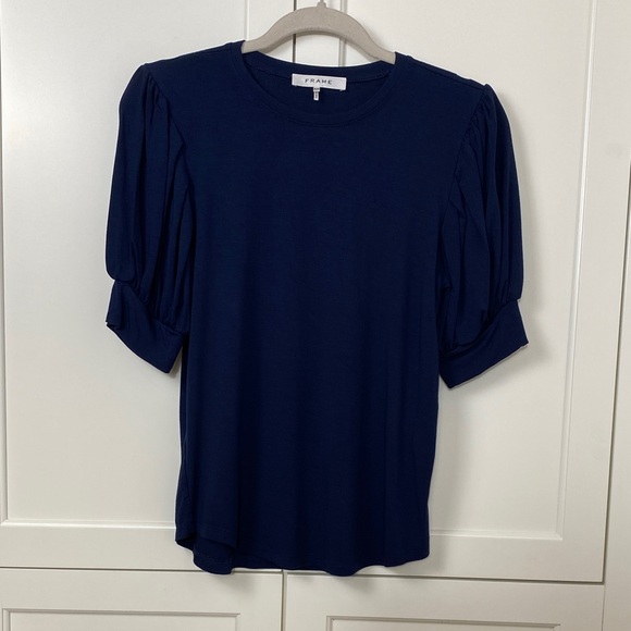 Frame Denim Tops - Frame Denim Navy Short Sleeve Top
